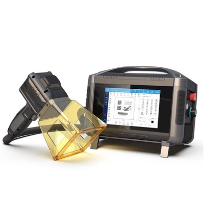 Handheld 50 watt lasermarkeermachine voor roestvrijstalen graveerlogo -print
